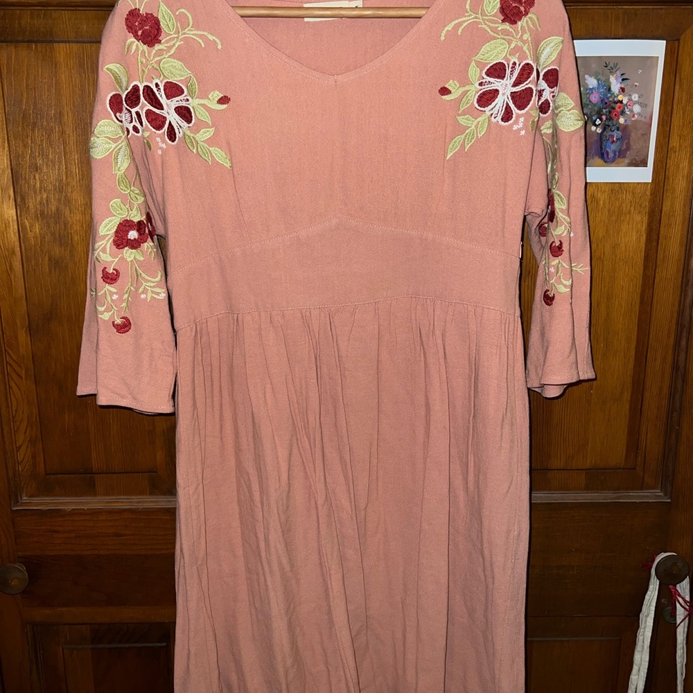 Embroidered Pink Dress